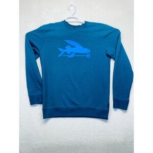 Patagonia Sweater Mens‎ L Blue Flying Fish Midweight Crewneck Pullover Organic